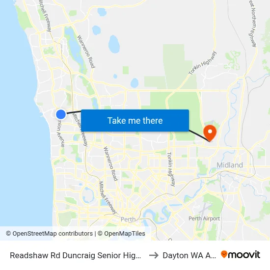 Readshaw Rd Duncraig Senior High School Stand 4 to Dayton WA Australia map