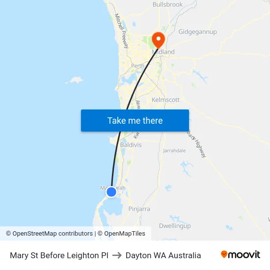 Mary St Before Leighton Pl to Dayton WA Australia map