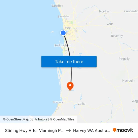 Stirling Hwy After Vlamingh Pde to Harvey WA Australia map