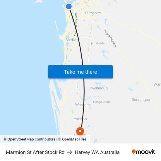 Marmion St After Stock Rd to Harvey WA Australia map