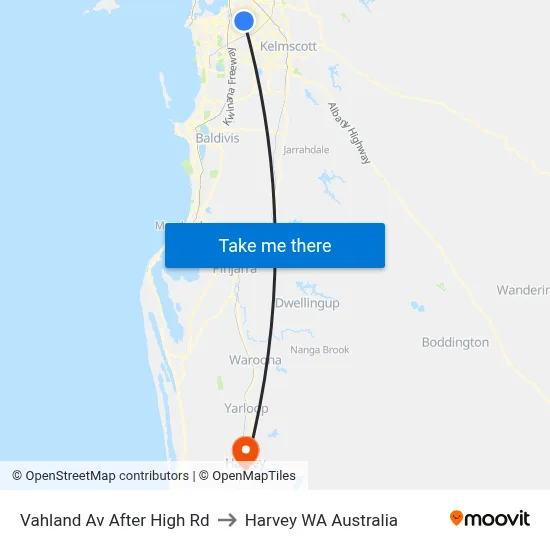 Vahland Av After High Rd to Harvey WA Australia map