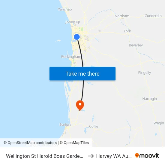 Wellington St Harold Boas Gardens Cat Id 41 to Harvey WA Australia map
