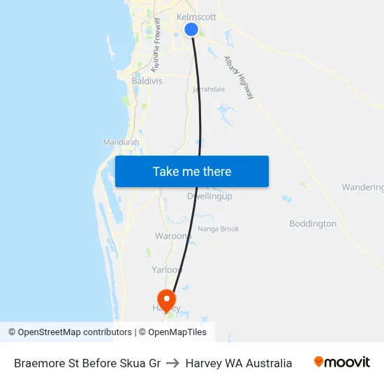 Braemore St Before Skua Gr to Harvey WA Australia map