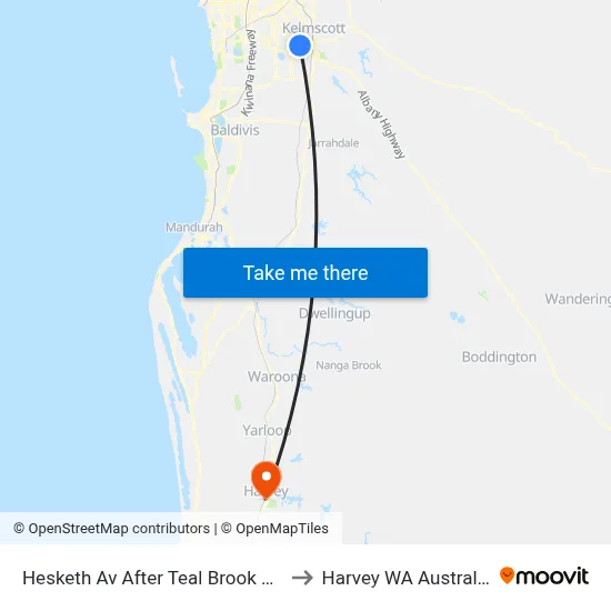 Hesketh Av After Teal Brook Cir to Harvey WA Australia map
