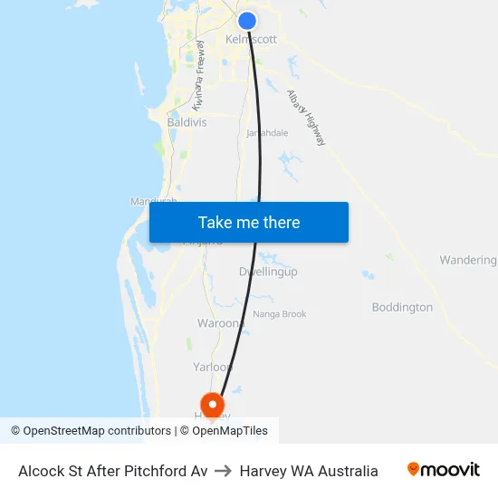 Alcock St After Pitchford Av to Harvey WA Australia map