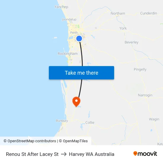 Renou St After Lacey St to Harvey WA Australia map