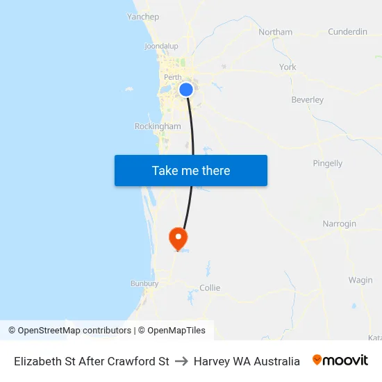 Elizabeth St After Crawford St to Harvey WA Australia map