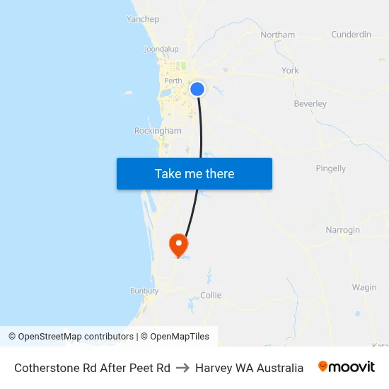 Cotherstone Rd After Peet Rd to Harvey WA Australia map