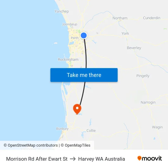 Morrison Rd After Ewart St to Harvey WA Australia map