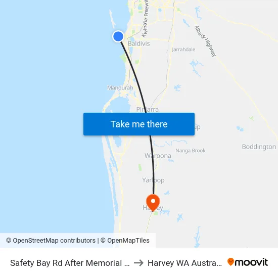 Safety Bay Rd After Memorial Dr to Harvey WA Australia map