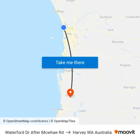 Waterford Dr After Mcwhae Rd to Harvey WA Australia map