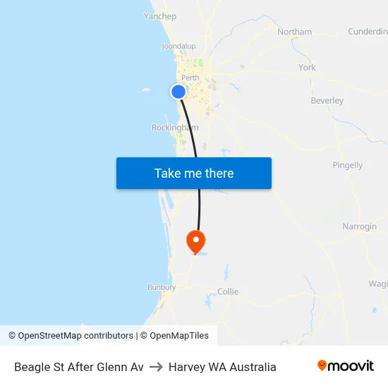 Beagle St After Glenn Av to Harvey WA Australia map