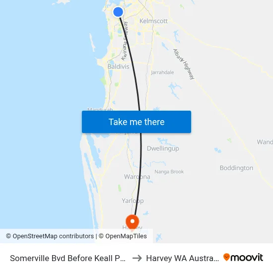 Somerville Bvd Before Keall Pass to Harvey WA Australia map