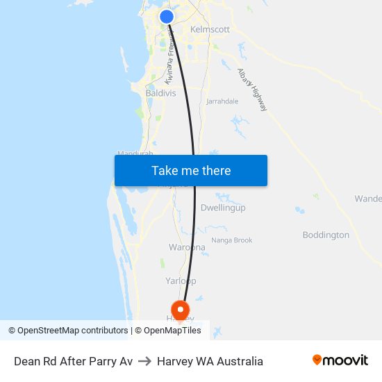 Dean Rd After Parry Av to Harvey WA Australia map