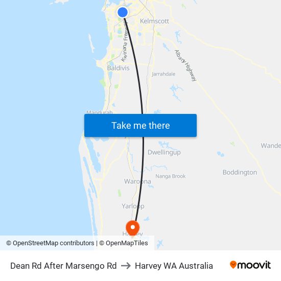 Dean Rd After Marsengo Rd to Harvey WA Australia map