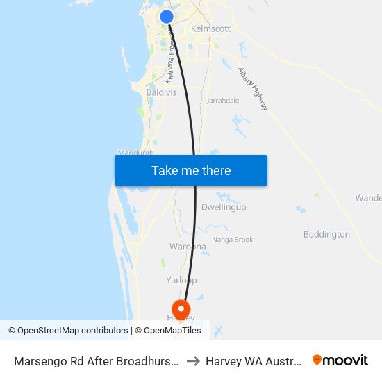 Marsengo Rd After Broadhurst Cr to Harvey WA Australia map