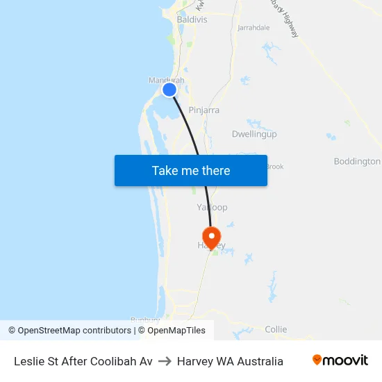 Leslie St After Coolibah Av to Harvey WA Australia map