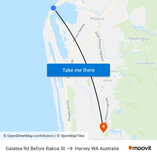 Galatea Rd Before Rakoa St to Harvey WA Australia map