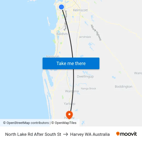 North Lake Rd After South St to Harvey WA Australia map