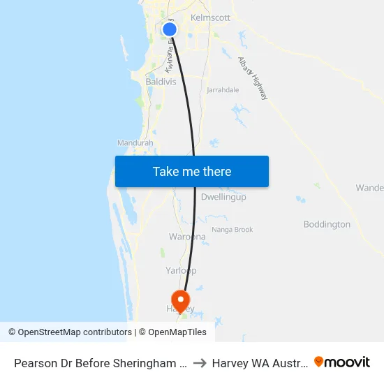Pearson Dr Before Sheringham Bend to Harvey WA Australia map