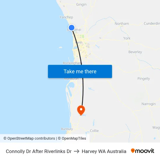 Connolly Dr After Riverlinks Dr to Harvey WA Australia map