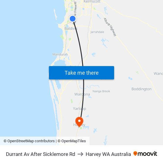 Durrant Av After Sicklemore Rd to Harvey WA Australia map