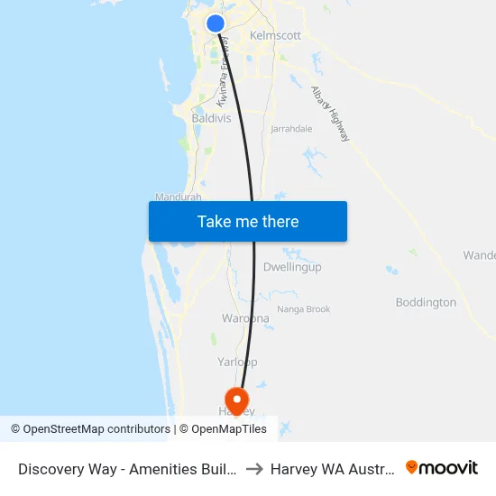 Discovery Way - Amenities Building to Harvey WA Australia map