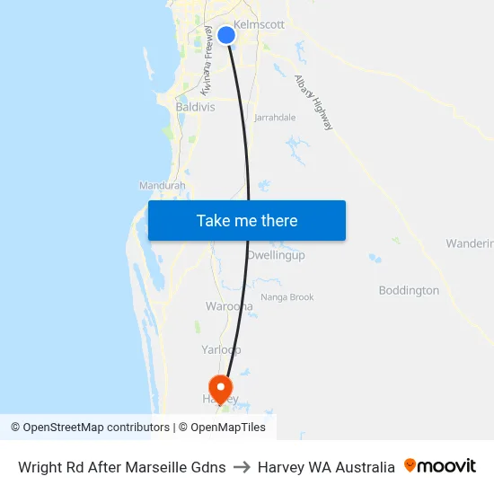 Wright Rd After Marseille Gdns to Harvey WA Australia map