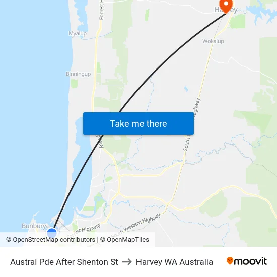 Austral Pde After Shenton St to Harvey WA Australia map