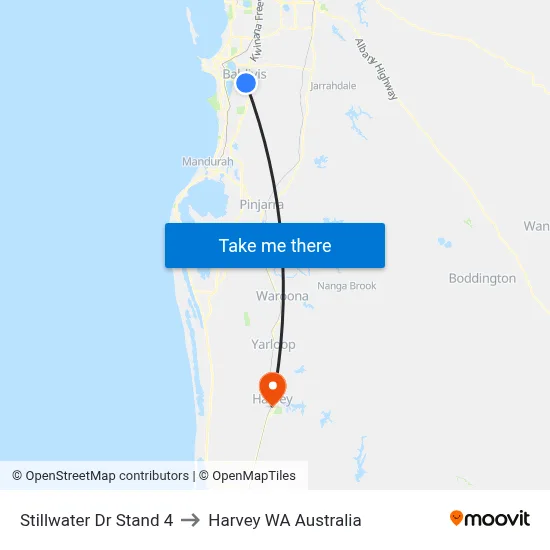Stillwater Dr Stand 4 to Harvey WA Australia map