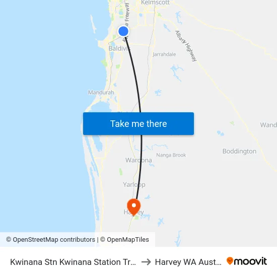Kwinana Stn Kwinana Station Transwa to Harvey WA Australia map