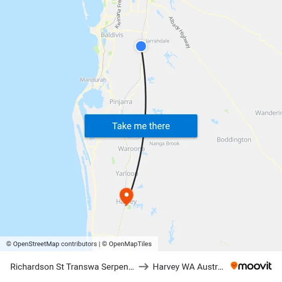 Richardson St Transwa Serpentine to Harvey WA Australia map