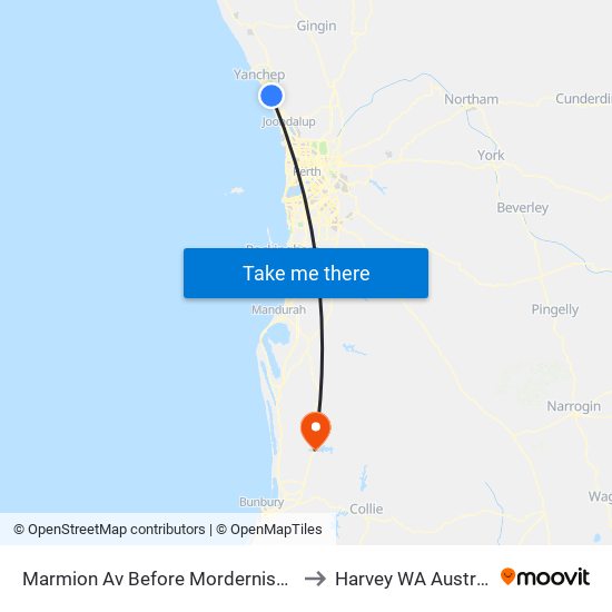 Marmion Av Before Mordernism Av to Harvey WA Australia map