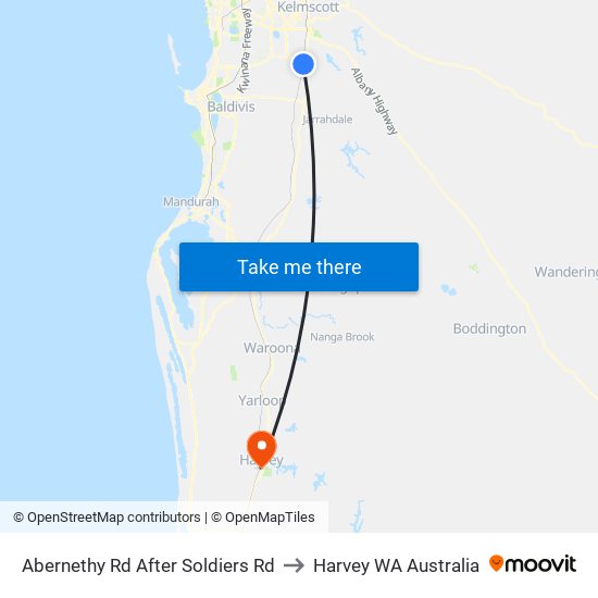 Abernethy Rd After Soldiers Rd to Harvey WA Australia map
