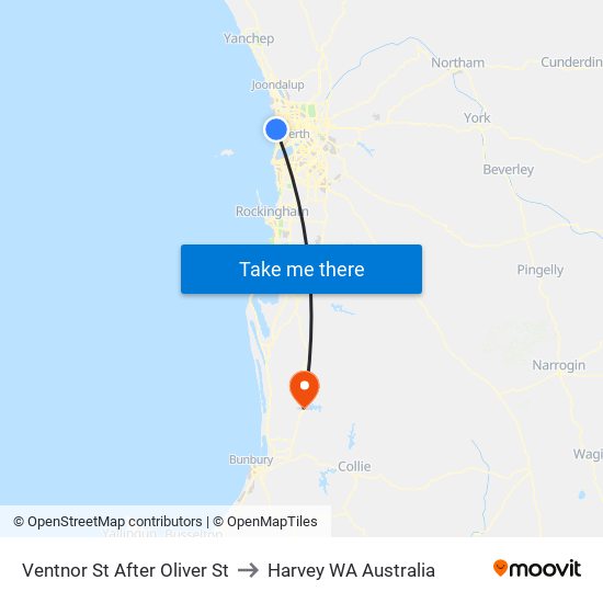Ventnor St After Oliver St to Harvey WA Australia map