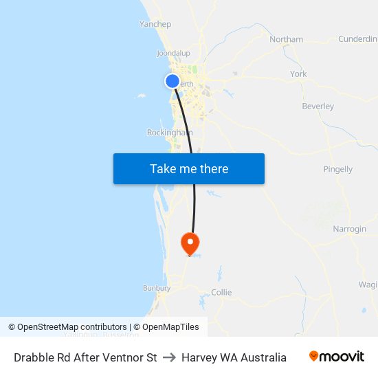 Drabble Rd After Ventnor St to Harvey WA Australia map