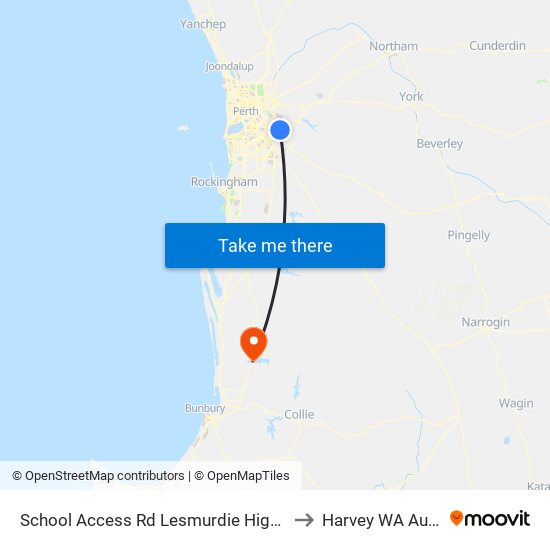 School Access Rd Lesmurdie High School S4 to Harvey WA Australia map