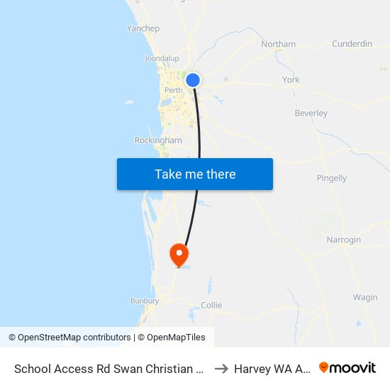 School Access Rd Swan Christian College Stand 1 to Harvey WA Australia map