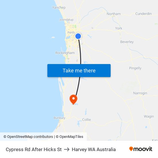 Cypress Rd After Hicks St to Harvey WA Australia map