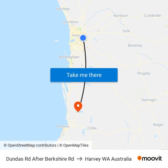 Dundas Rd After Berkshire Rd to Harvey WA Australia map