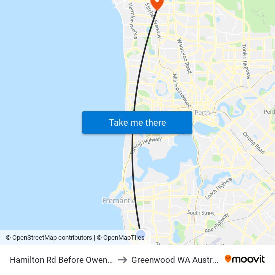 Hamilton Rd Before Owen Rd to Greenwood WA Australia map