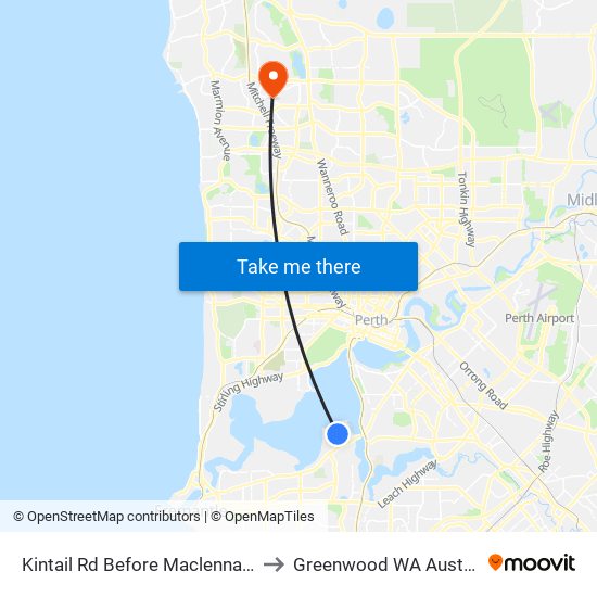 Kintail Rd Before Maclennan Rd to Greenwood WA Australia map