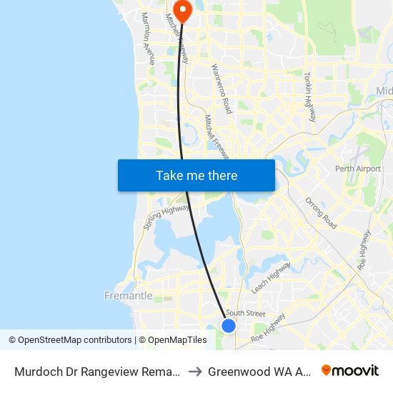 Murdoch Dr Rangeview Remand Centre to Greenwood WA Australia map
