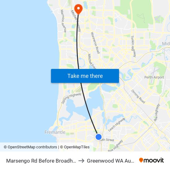 Marsengo Rd Before Broadhurst Cr to Greenwood WA Australia map