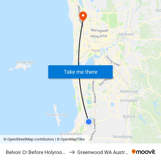 Belvoir Cr Before Holyrood Cl to Greenwood WA Australia map