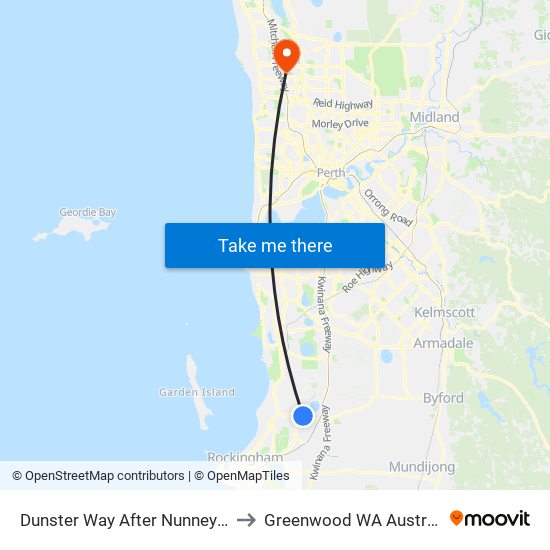 Dunster Way After Nunney Rd to Greenwood WA Australia map