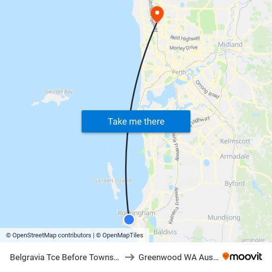 Belgravia Tce Before Townsend Rd to Greenwood WA Australia map
