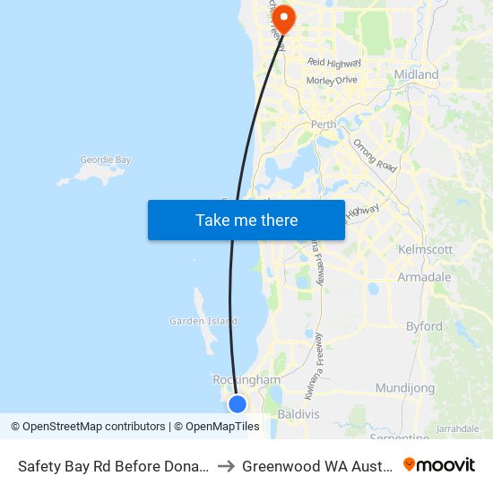 Safety Bay Rd Before Donald Dr to Greenwood WA Australia map