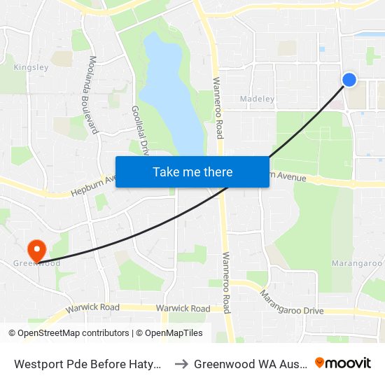 Westport Pde Before Hatyman Dr to Greenwood WA Australia map