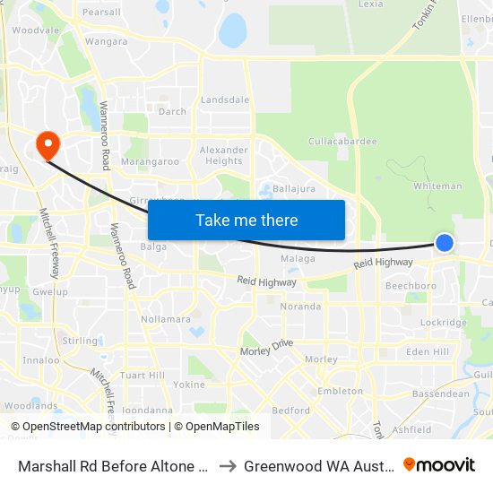 Marshall Rd Before Altone Road to Greenwood WA Australia map